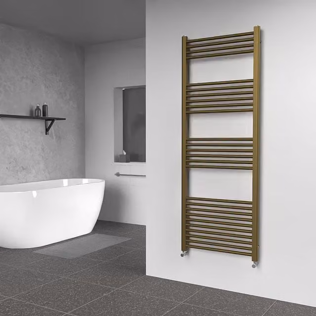 Lux Heat Coloured Steel Towel Radiator in Gold, H 160 cm x W 60 cm