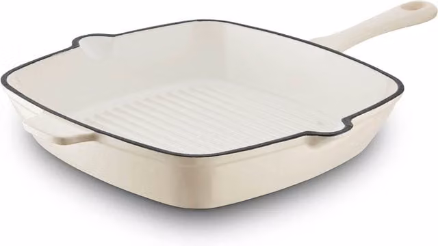 Barbary Oak Enamelled Cast Iron Grill Pan in Blue, Red, Green or White