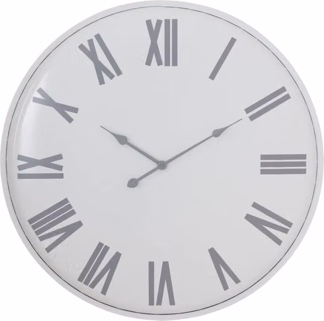 Love Lace Flemings Large Round Quartz Wall Clock in White Metal