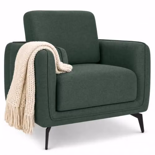 Bravich Brixton Modern Tub Armchair in Green Fabric with Solid Wood Frame and Foam Cushions – 1