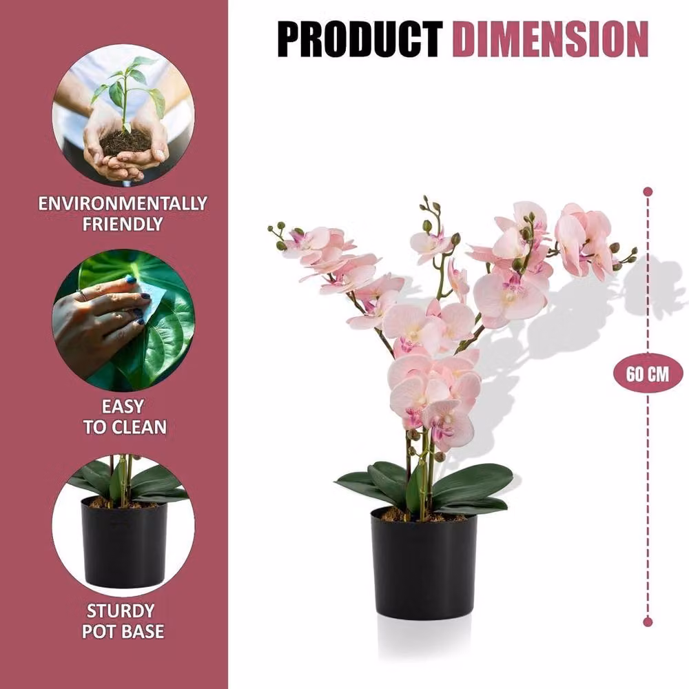 EONLION Pink Artificial Orchid Tree Tabletop Floral Plant, Height: 100 cm – 3