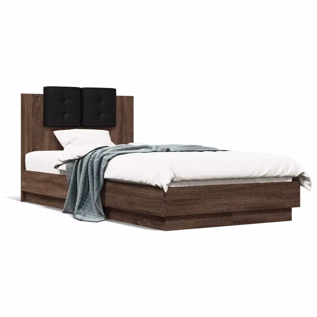 Berkfield Home Small Single Bed Frame in Brown Oak, W: 75 cm x L: 190 cm – 2