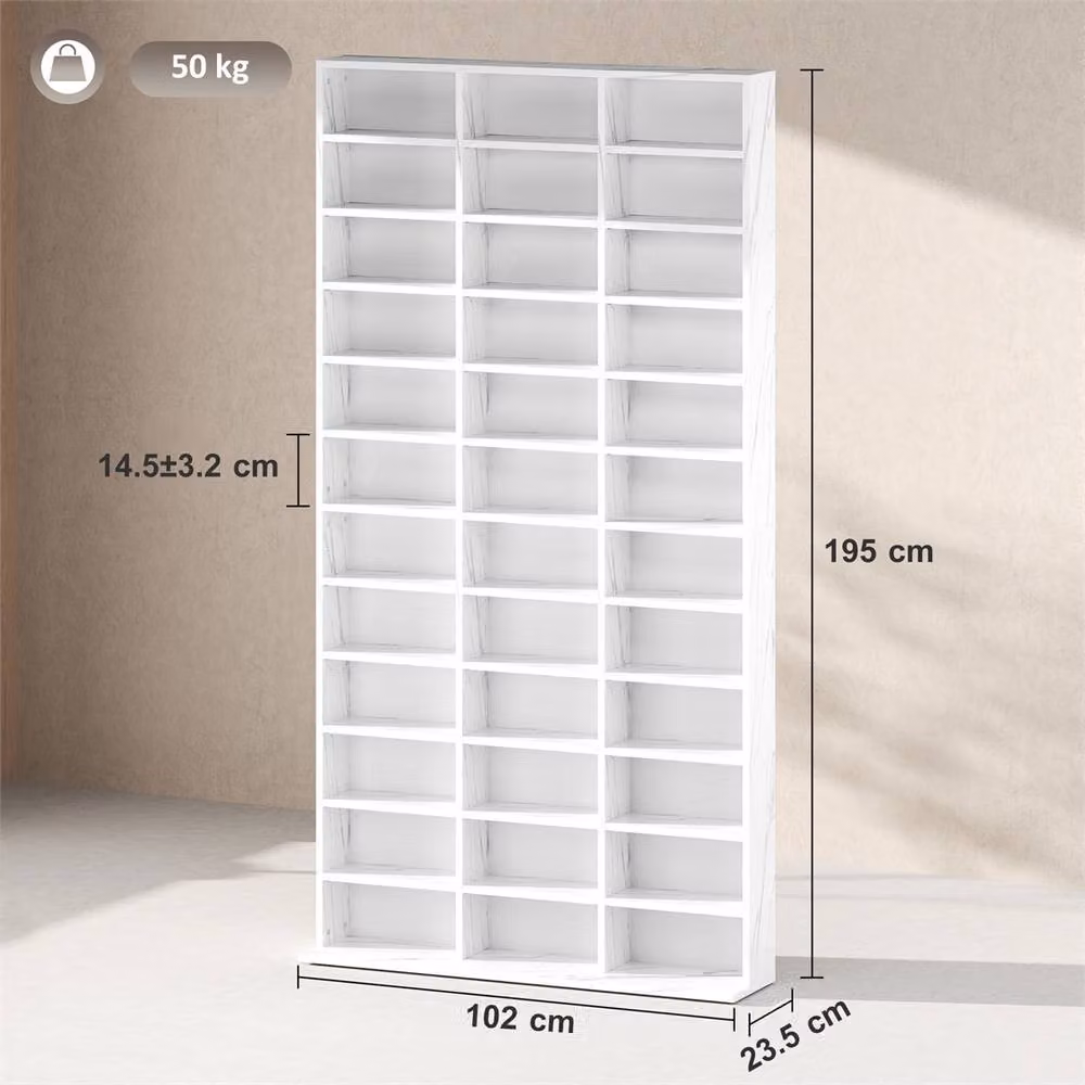 EONLION White Marble Effect Storage Shelf with Adjustable Shelves – 2