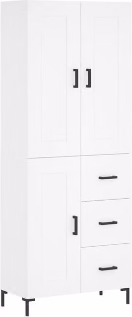 Berkfield Home Modern White Matt Highboard with Hinged Doors and Internal Shelves, W/D/H: 69.5 x 34 x 180 cm