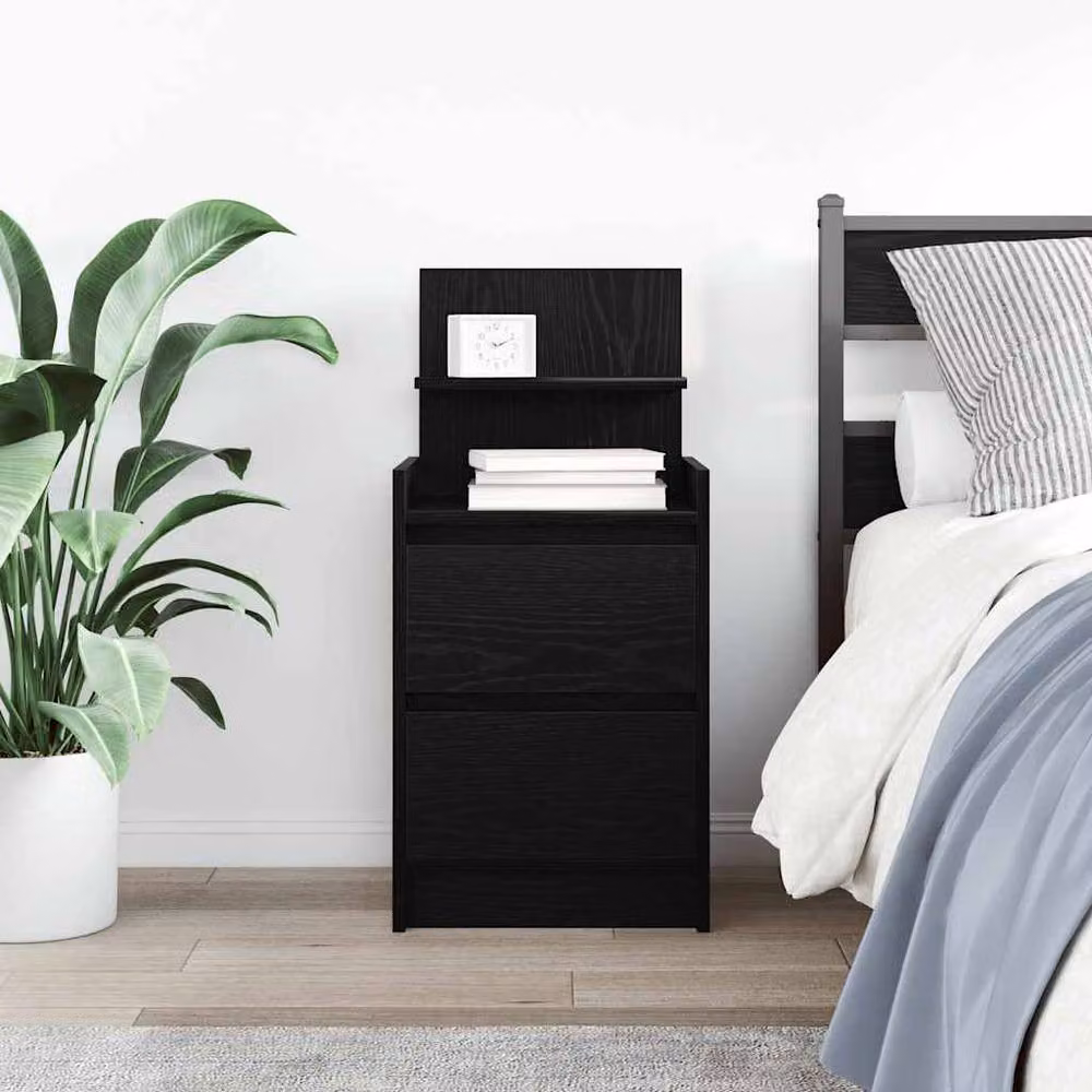 Berkfield Home Bedside Cabinet with 2 Drawers in Black, W/D/H: 38 x 34 x 80 cm – 3