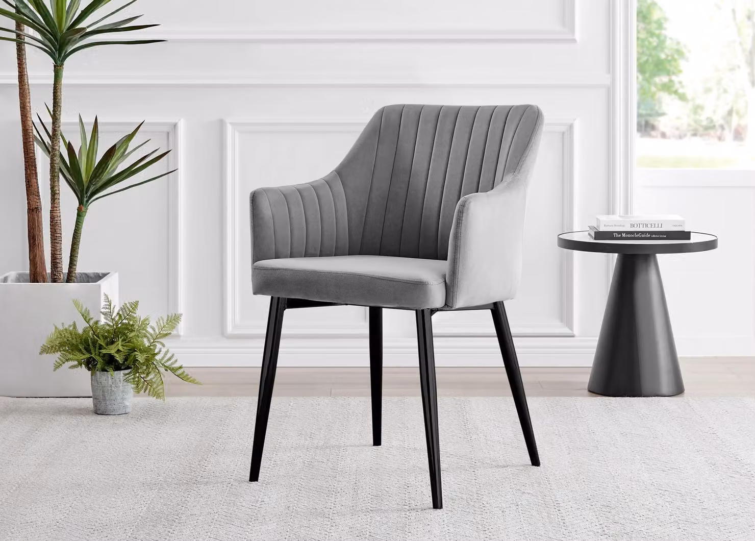 FurnitureboxUK Kylo Brown Wood Effect Rectangular Dining Table and 6 Grey Velvet Calla Chairs with Black Legs – 4