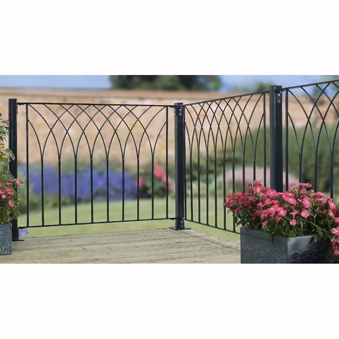 Burbage Iron Craft Nova Steel Decking Fence Panel in Black, Wall-Mounted, Fits Gap W: 113.0 cm, H: 81.3 cm – 2