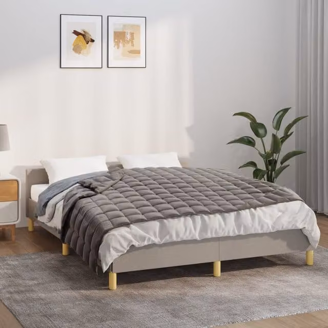 Berkfield Home Grey Weighted Blanket with Glass Beads, W/D/H: 180 x 120 x 1 cm, 5 kg – 1