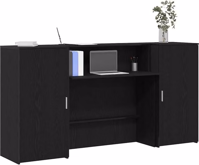Berkfield Home Reception Desk in Black Oak, W/D/H: 200 x 50 x 103.5 cm – 1