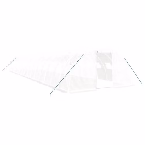 vidaXL Large White Greenhouse with Steel Frame and Mesh Windows, W: 16 m, D: 4 m, H: 2 m – 1