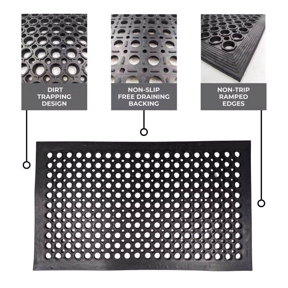 Ark Mat Heavy Duty Non-Slip Rubber Door Mat in Black, W/D/H: 120 x 80 x 1 cm – 2