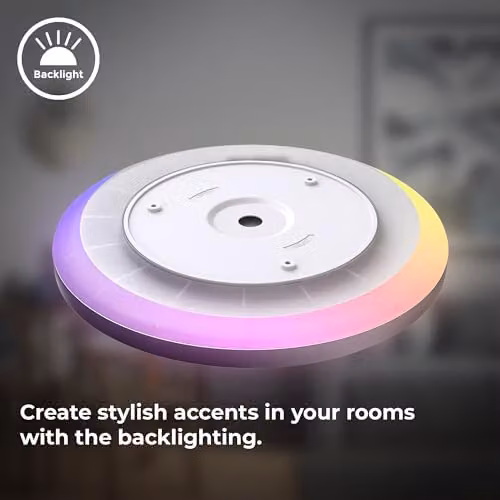 B.K.Licht Round RGBW LED Ceiling Lamp, Black, Dimmable with Remote Control and Backlight Effect – 7