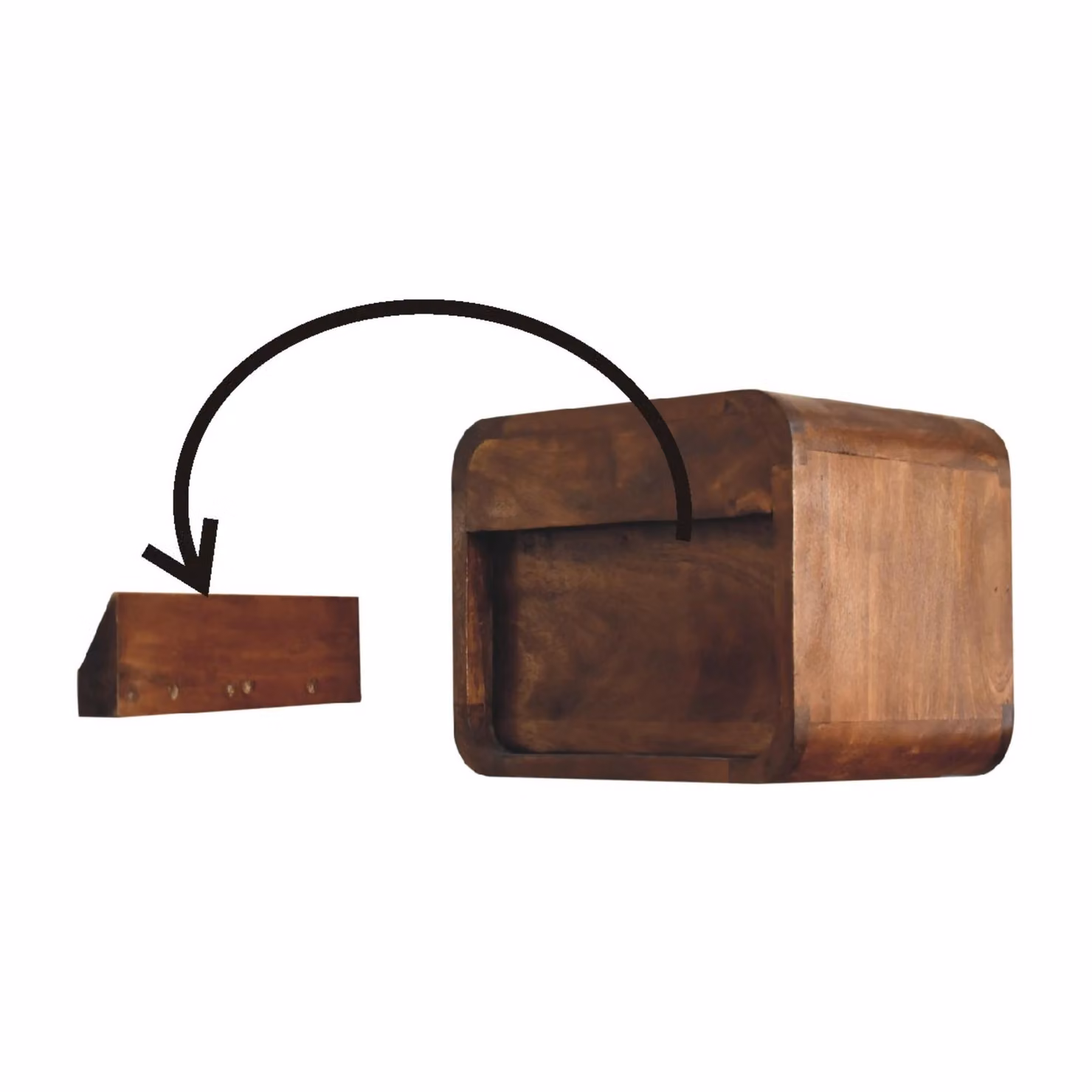 Aosom UK Brown Solid Mango Wood Floating Mini Bedside Table with 2 Drawers, W/D/H: 30 x 25 x 25 cm – 4