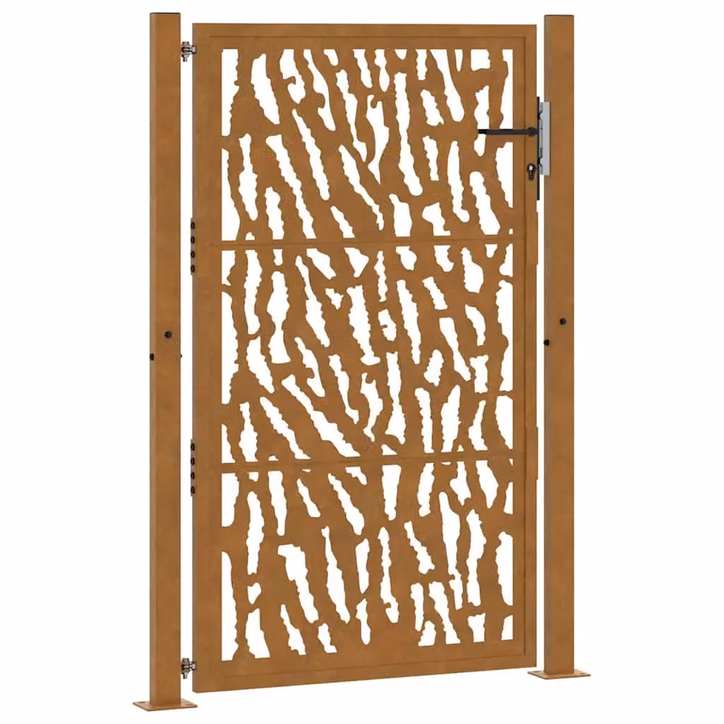 Berkfield Home Garden Gate in Brown Weathering Steel, W: 105 cm, H: 155 cm – 2
