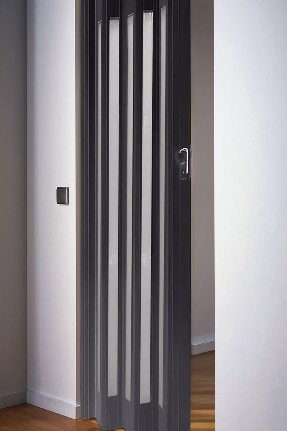 Living and Home Black PVC Accordion Folding Door, H: 203.0 cm x W: 87.0 cm – 3