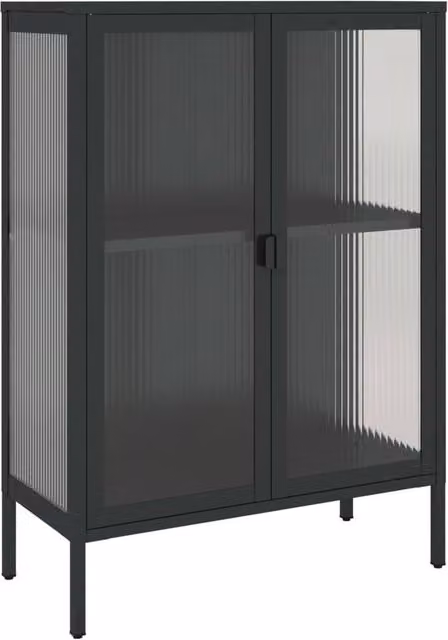 Berkfield Home Modern Black Sideboard with Glass and Metal, W/D/H: 75 x 35 x 105 cm – 1