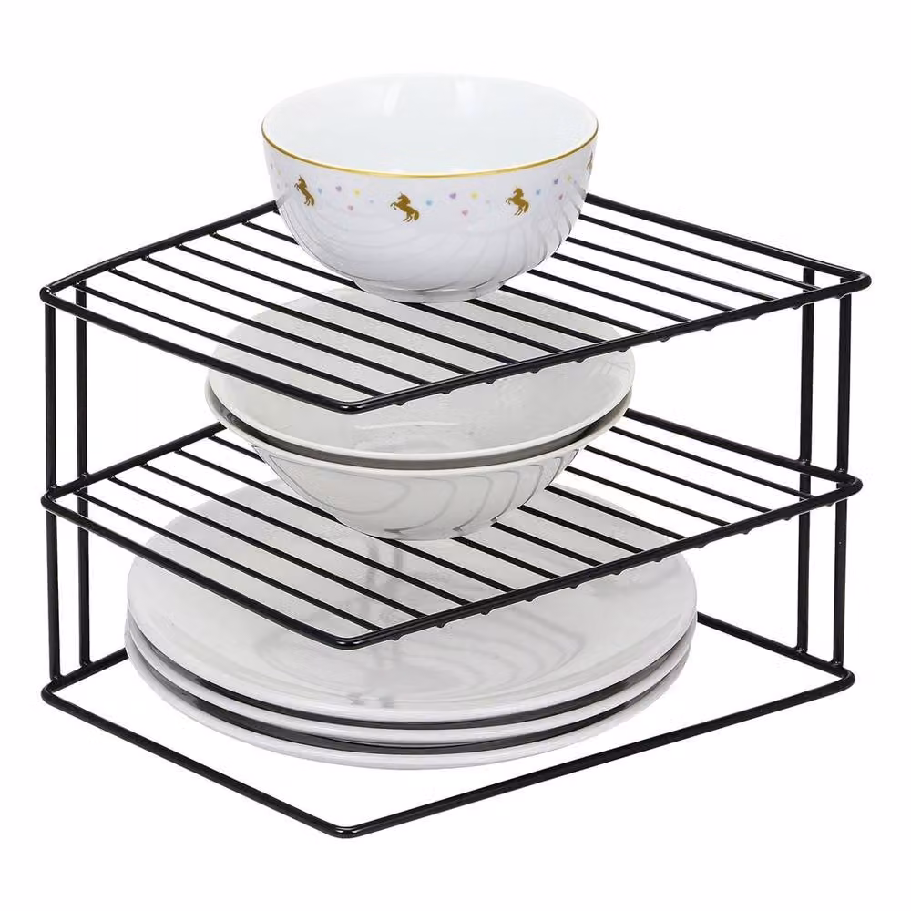 SPETLEK 3 Tier Corner Kitchen Plate Rack in Matt Black – 3