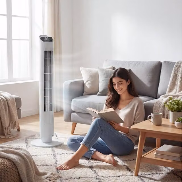 HOMCOM White Tower Fan with WiFi App Control and Sleep Mode, Height: 101.8 cm