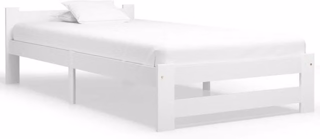 Berkfield Home Classic Bed Frame in White Solid Pine Wood, W/D/H: 90 x 200 cm