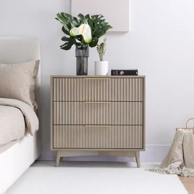 Monza 3 Drawer Chest with Fluted Front in Grey and Beige