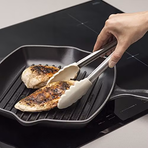 Zeal Silicone and Stainless Steel Non-Stick Tongs, Beige – 3