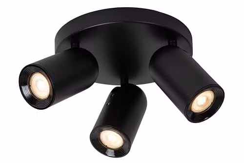 Lucide Punch Dimmable and Adjustable Ceiling Spotlight in Black, Diameter: 21 cm, 3xGU10