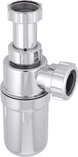 McAlpine Plastic Resealing Adjustable Inlet Bottle Trap, 1.25 inch, Silver