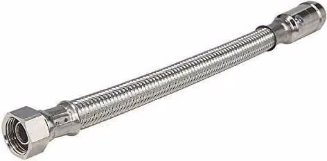 John Guest Union Nut Flexi Braided Stainless Steel Hose with Service Valve, Silver, 15mm x 1/2 inch BSP, Length: 76.2 cm