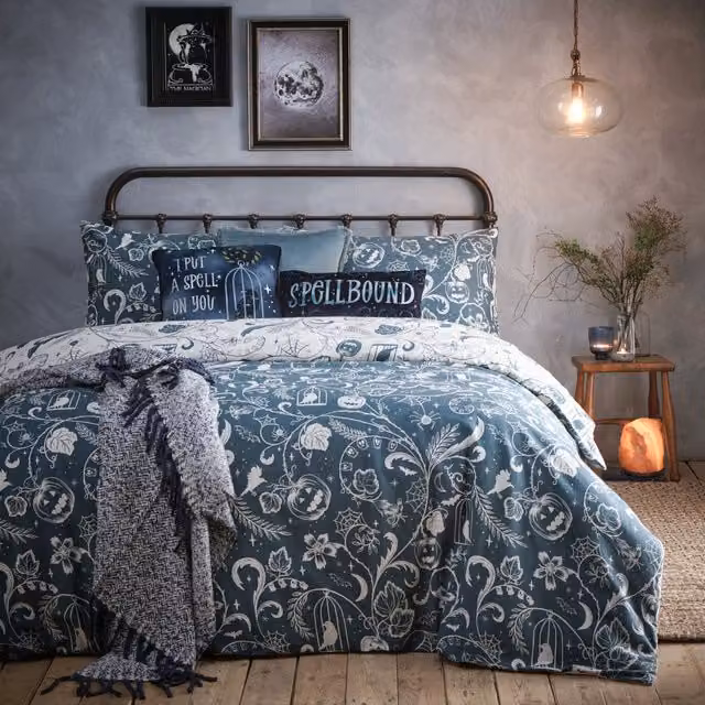 Spellbound Reversible Brushed Cotton Flannelette Duvet Cover Set in Storm Grey