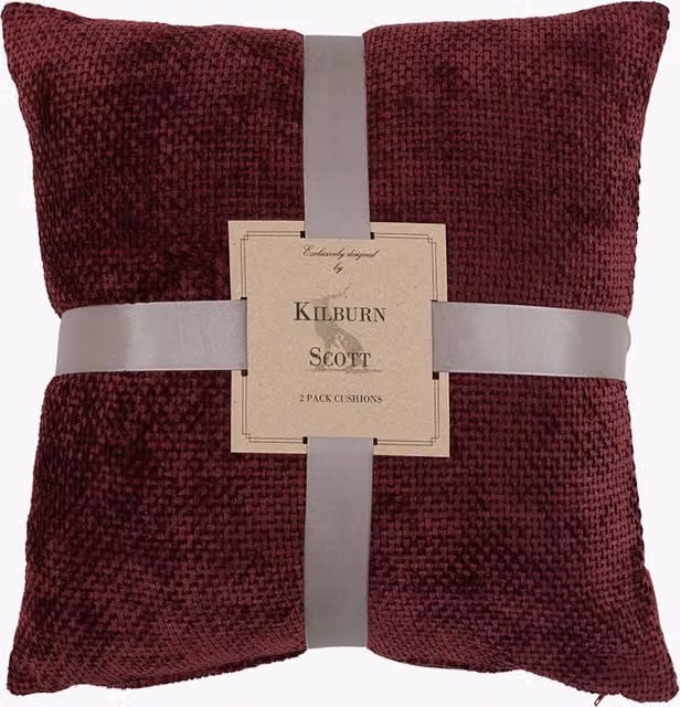 Perch & Parrow Set of 2 Red Chenille Square Cushions