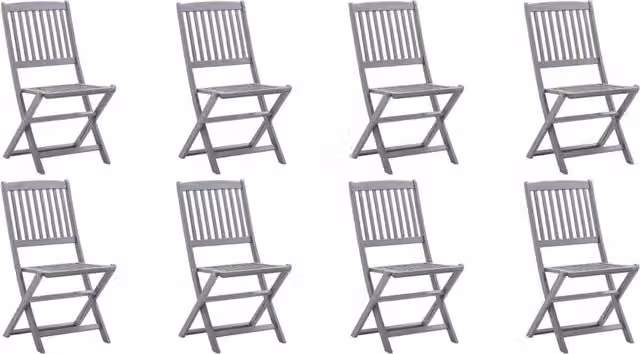 Berkfield Home Set of 8 Folding Outdoor Chairs in Grey Solid Acacia Wood – 1