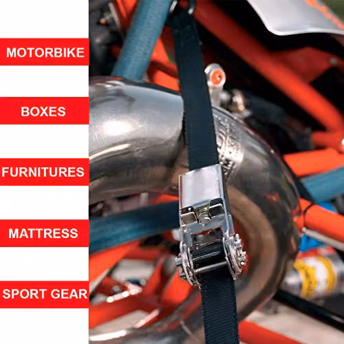 Master Lock Black and Silver Polyester Ratchet Tie-Down Strap, Length: 5 m, Width: 25 mm – 3