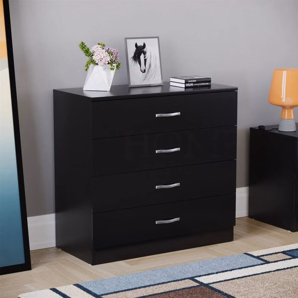 Havendro 4 Drawer Black Chest of Drawers with Metal Handles and Runners – 3