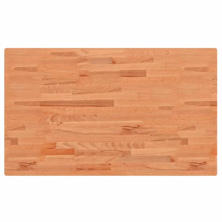 Berkfield Home Brown Solid Wood Beech Bathroom Countertop W: 100 cm, D: 60 cm, H: 1.5 cm