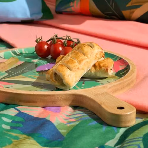 OHS Palm Print Round Bamboo Pizza and Charcuterie Serving Board in Green – 4