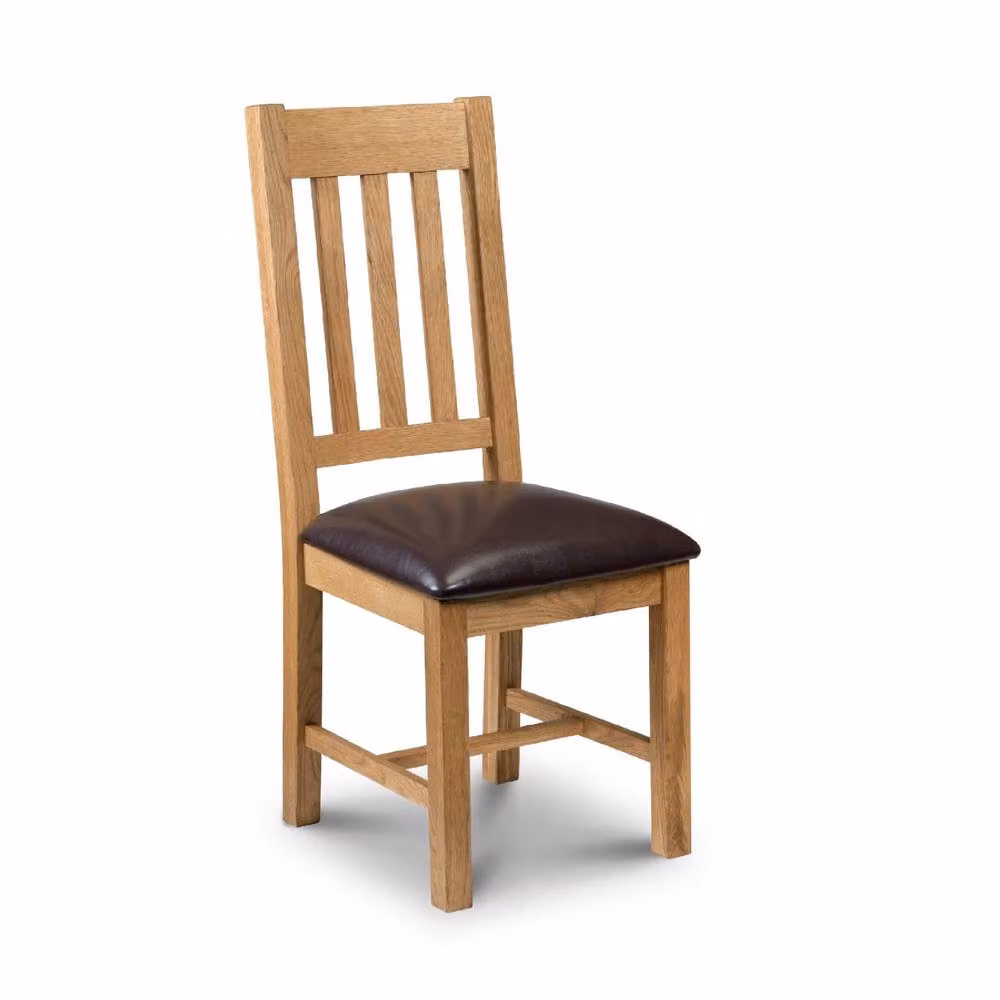 Cheshire Everleigh Premium Dining Chairs Set of 2 in Light Oak and Brown Synthetic Leather – 2