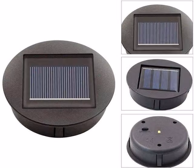 VOGREX 4-Piece Solar Light Replacement Tops with Warm White LED Bulbs, Black – 1