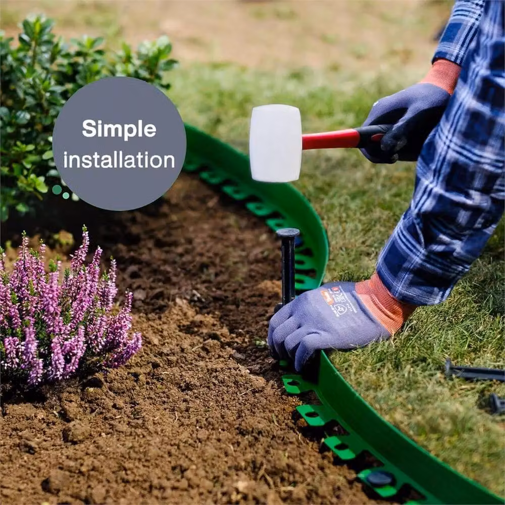 Nordara Green Plastic Garden Lawn Edging Border 10m with 30 Pegs – 4