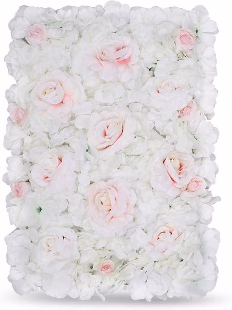 Neel Blue Artificial Floral Wall Panels in Blue and Off-White, W: 60 cm, H: 40 cm – 1
