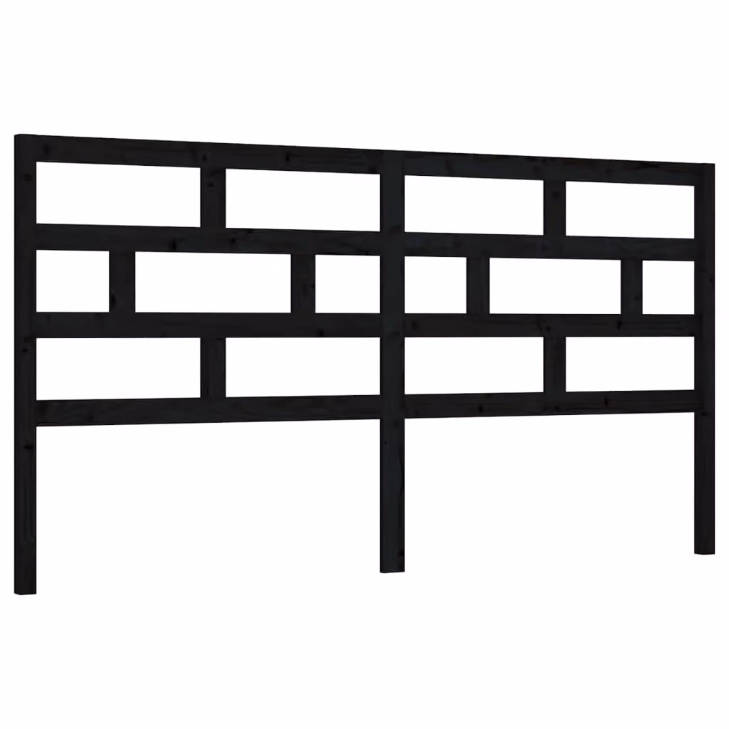 Berkfield Home Black Solid Wood Pine Bed Headboard, W: 206 cm, D: 4 cm, H: 100 cm – 2