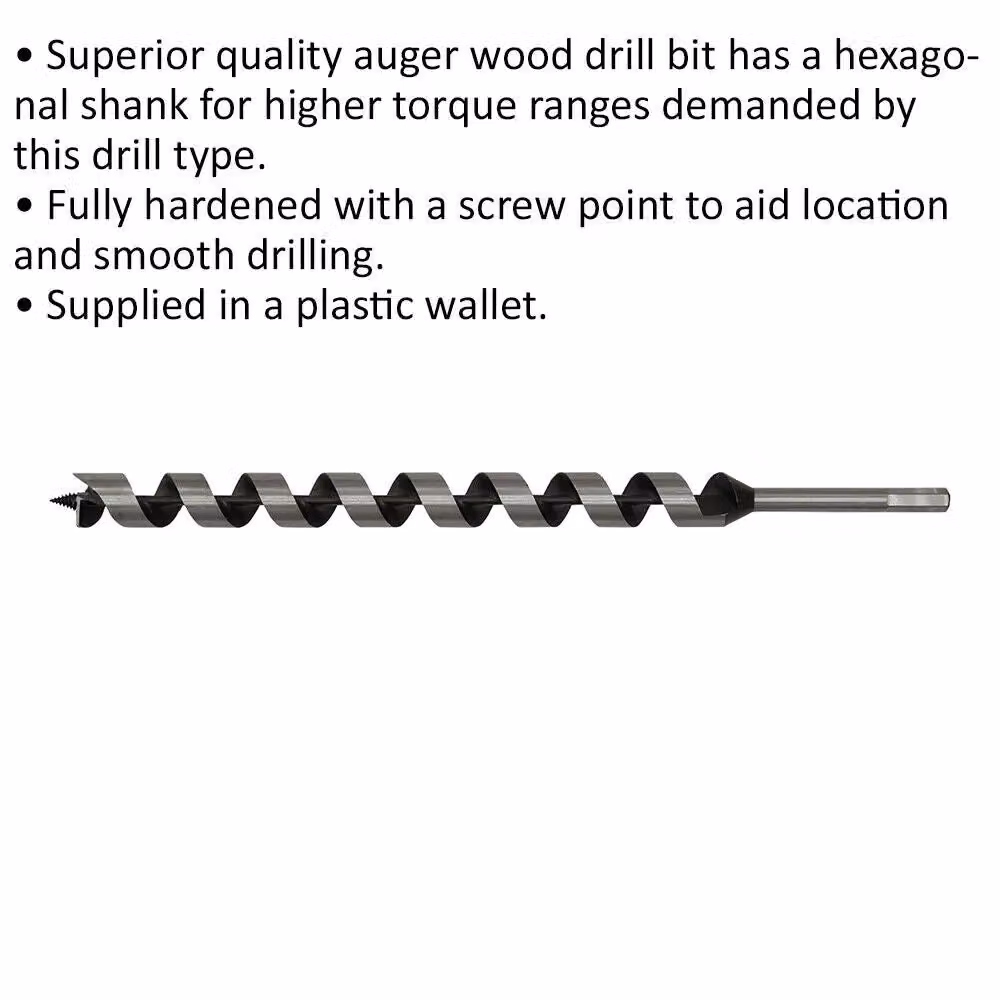 Loops Silver Hardened Auger Wood Drill Bit with Hexagonal Shank, Diameter: 28 mm, Length: 460 mm – 2