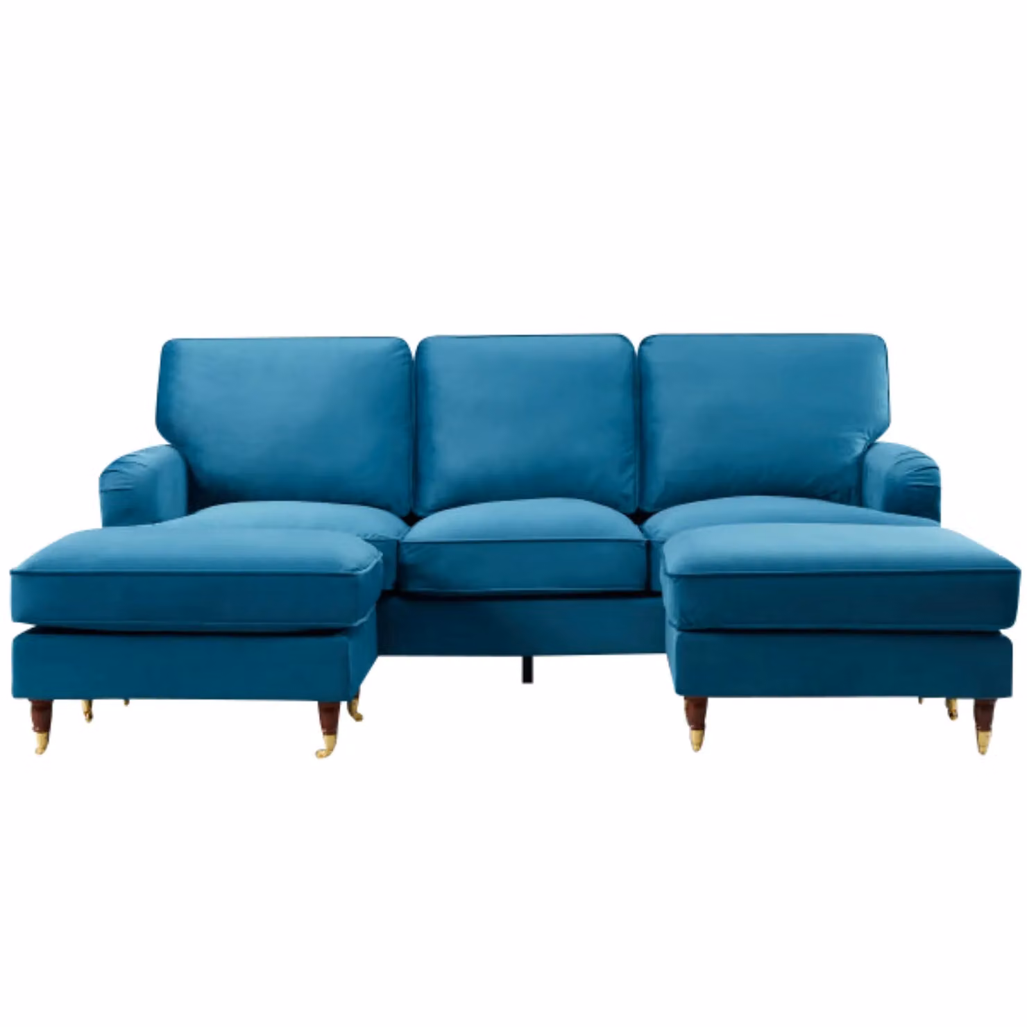 Artemis Home Woodbury U-Shaped Velvet Fabric Corner Sofa with Matching Ottoman, Petrol Blue, Width: 218 cm – 2