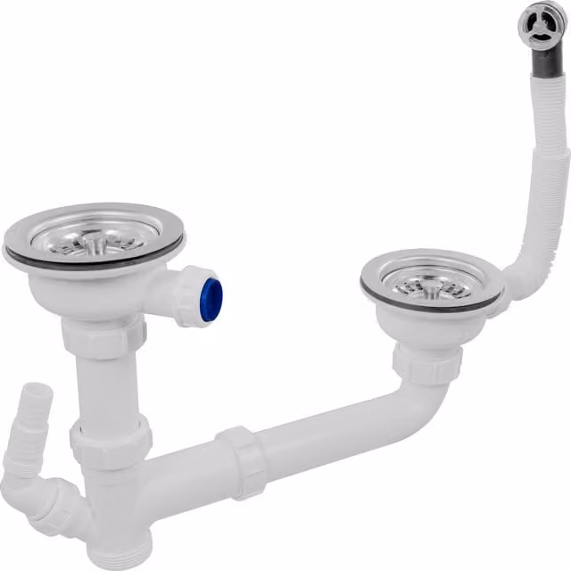 McAlpine White Kitchen Sink Waste Kit with 2 Basket Strainer Wastes (No Trap)