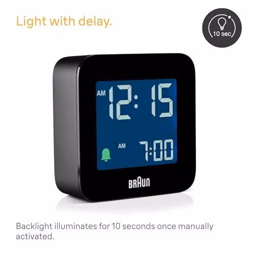Braun Digital Travel Alarm Clock in Black – 3