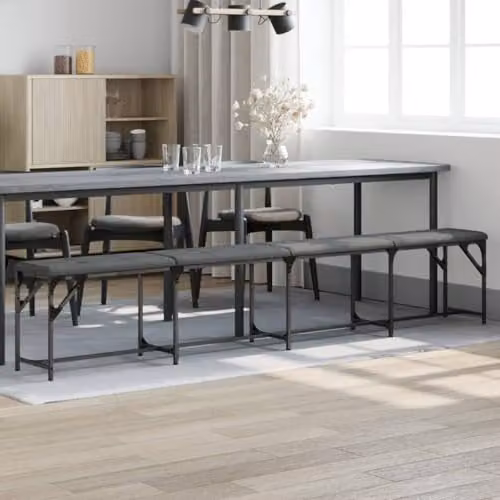 vidaXL Modern Straight Dining Bench in Grey Fabric and Metal, W: 248 cm, D: 32 cm, H: 45 cm – 2