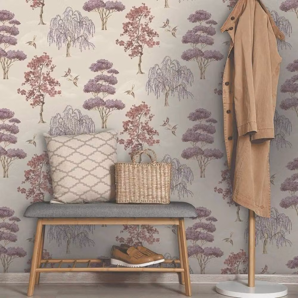 Havendro Maya Willow Woodland Mauve Pink Floral Botanical Wallpaper Roll – 2