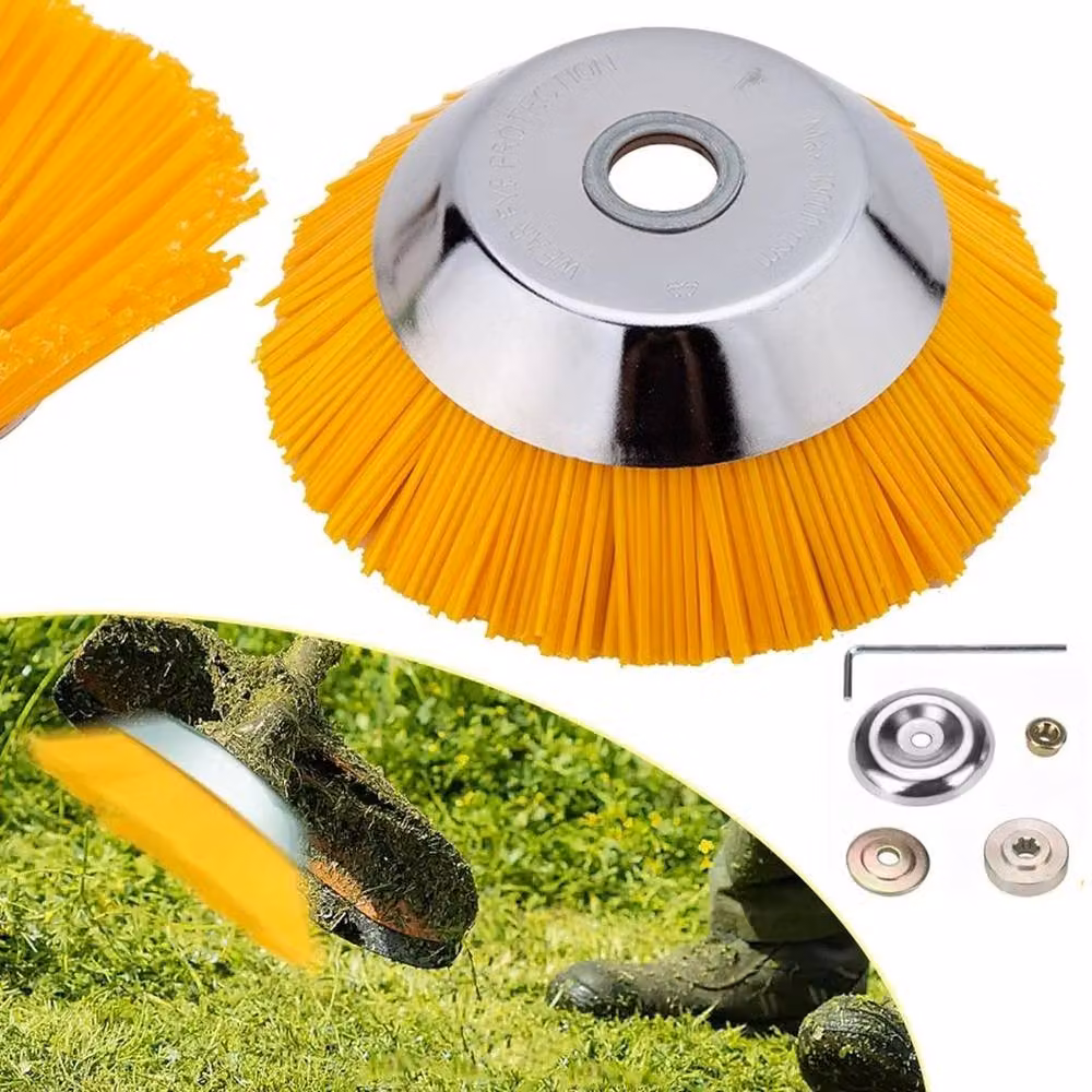 SPETLEK 8 Inch Nylon Wire Wheel Weed Brush Mowing Head in Yellow, 1.25kg – 3