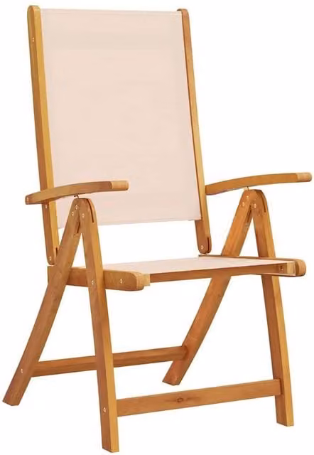 Berkfield Home Beautiful Set of 2 Folding Garden Chairs in Brown Acacia Wood and Textilene