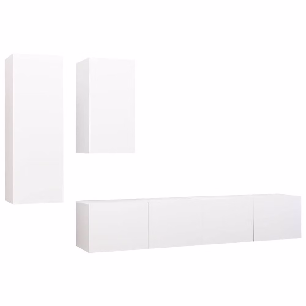 Berkfield Home Modern 4 Piece White Matt Engineered Wood TV Cabinet Set – 2