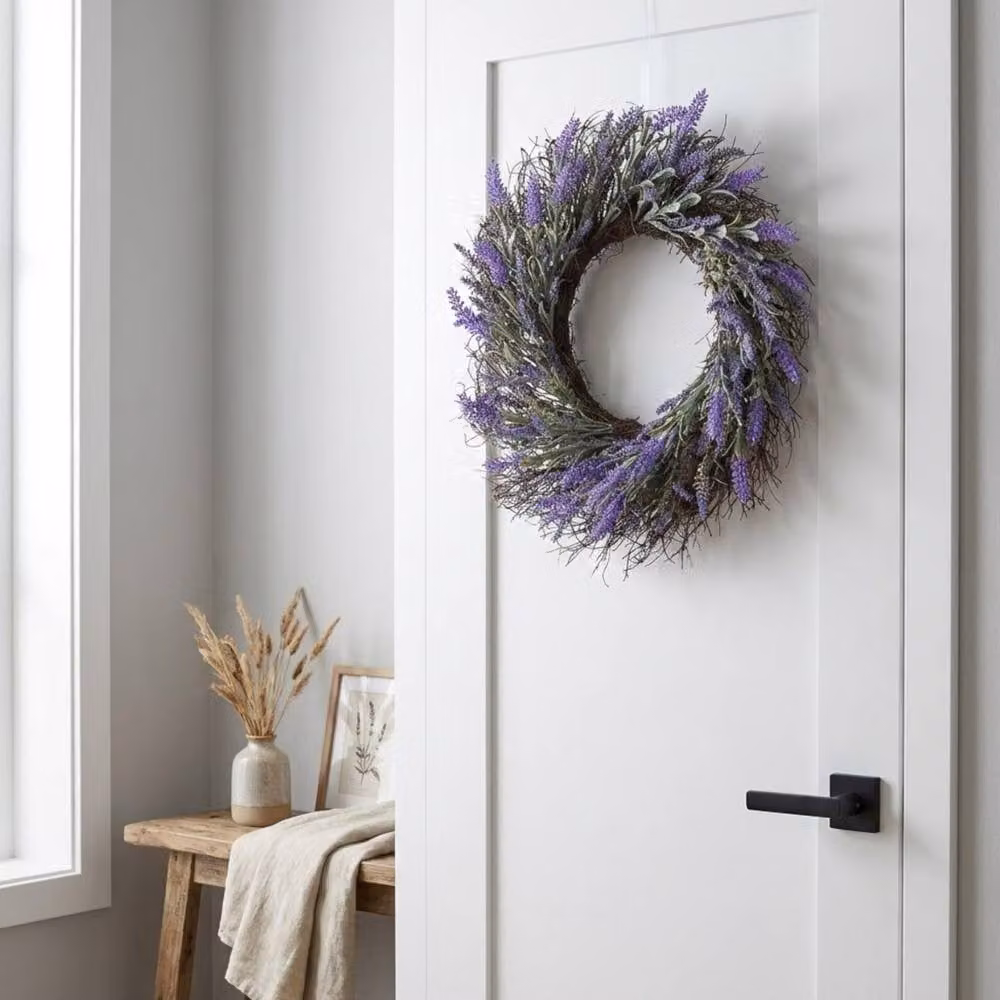 Garden Greatness Purple Hanging Artificial Lavender Floral Door Wreath – 2